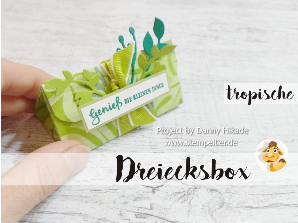 stampin up tropenflair dreiecksbox stempeltier verpackung tropical escape dsp green