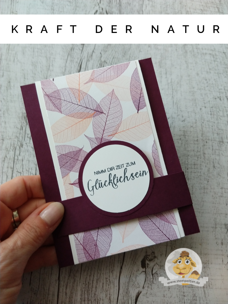 Stampin up kraft Poesie der Natur DSP Karte Herbst Blätter funfold