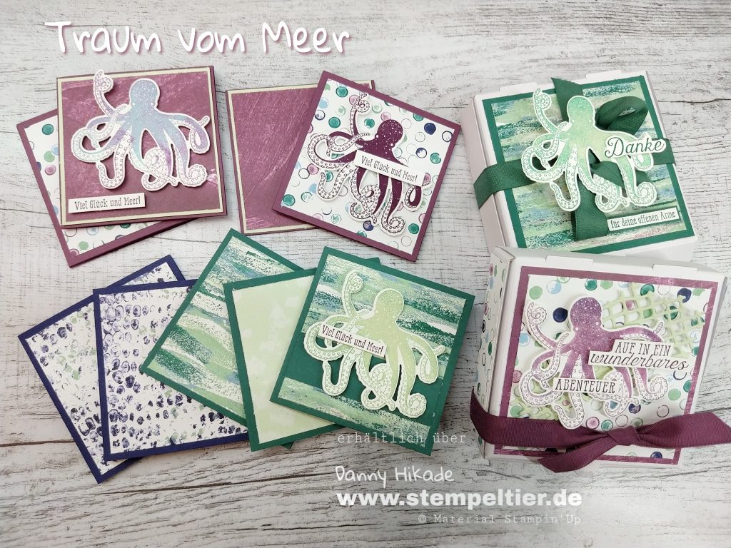 Stampin Up DSP Traum vom Meer Krake tranquil textures tide DSP pizzabox geschenk Verpackung