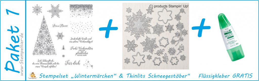 stampin up produktpaket wintermärchen und thinlits schneegestöber stempeltier