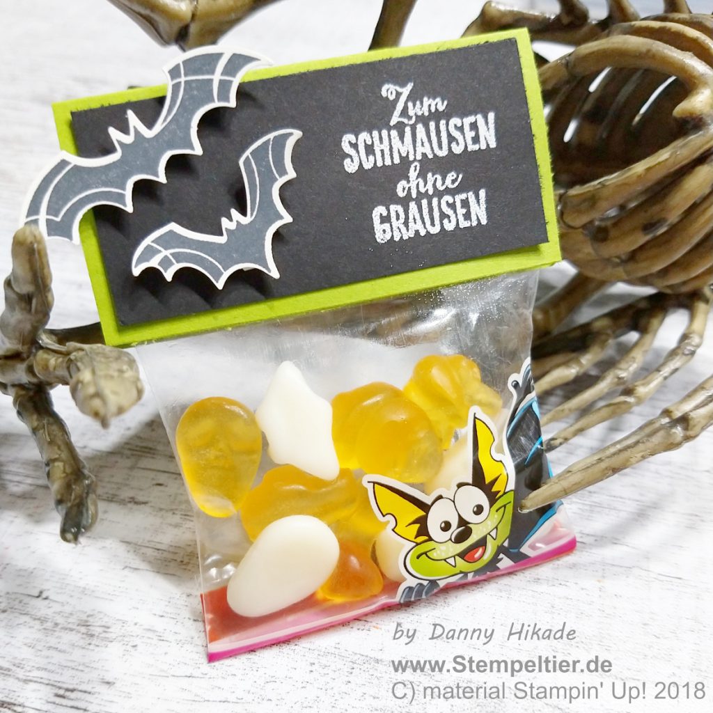 stampin up unheimlich lecker halloween verpackung gummibärchen fledermaus