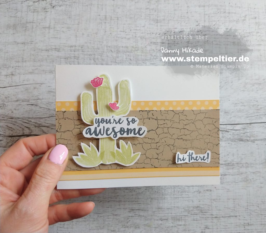 stampin up flowering desert kaktus kakteen crackle paint stempeltier