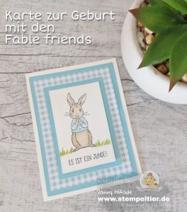 stampin up fable friends peter hase karte geburt baby
