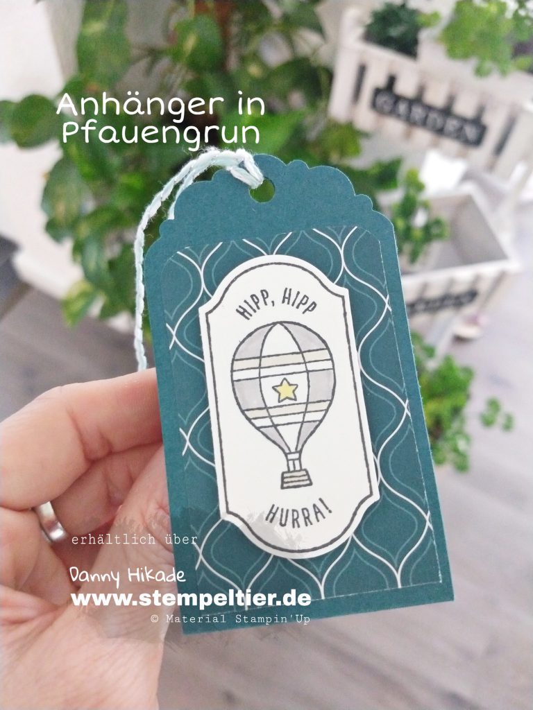 stampin up alles auf anhang anhänger tag stempeltier pfauengrün ballon