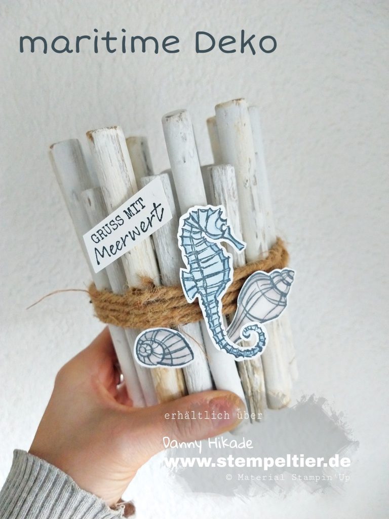 stampin up mit meerwert seepferdchen muscheln maritim windlicht diy stempeltier