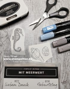 stampin up mit meerwert seepferdchen muscheln maritim stempeltier