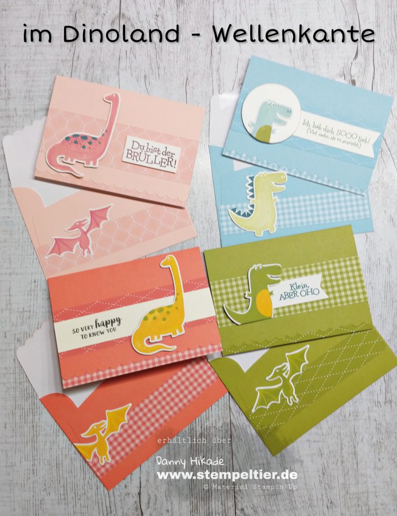 Stampin'up scalloped notecards dinosaur im Dinoland Wellenkante