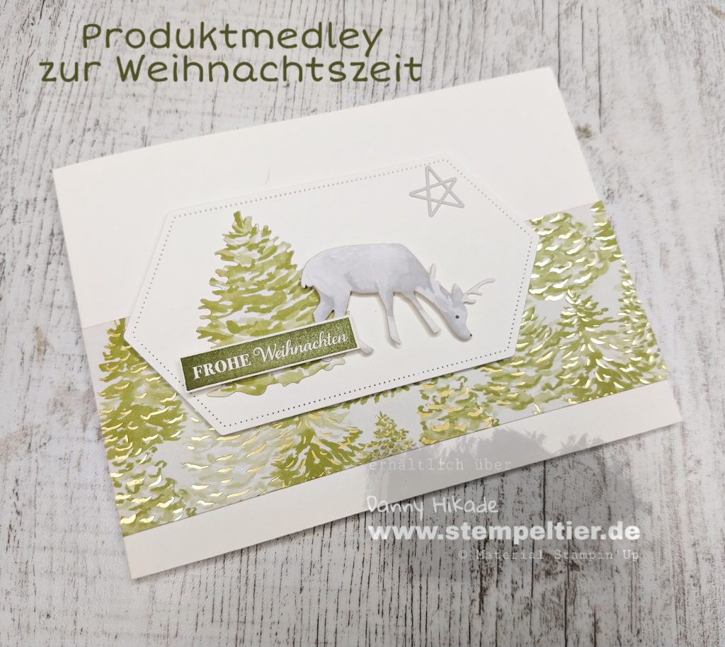 Stampin Up Produktmedley zur Weihnachtszeit hirsch stempeltier weihnachtskarte the most wonderful time