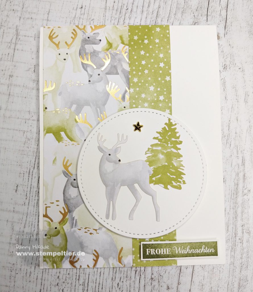 Stampin Up Produktmedley zur Weihnachtszeit hirsch stempeltier weihnachtskarte the most wonderful time