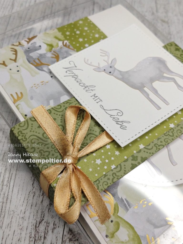 Stampin Up Produktmedley zur Weihnachtszeit hirsch stempeltier weihnachtskarte Acetatschachtel verpackung