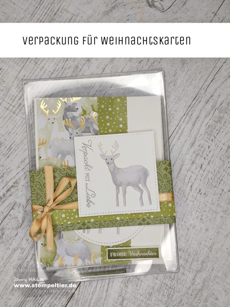 Stampin Up Produktmedley zur Weihnachtszeit hirsch stempeltier weihnachtskarte Acetatschachtel verpackung
