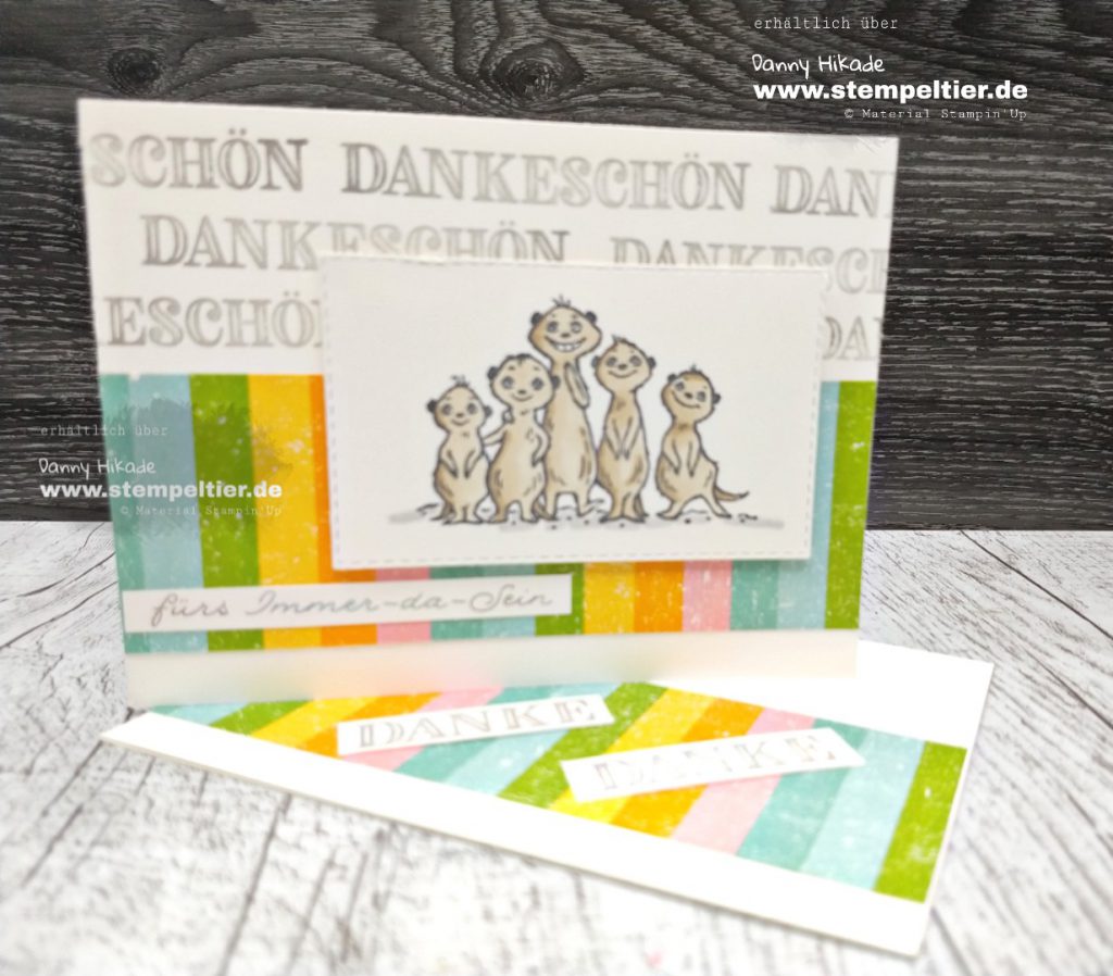 stampin up dekoratives dankeschön ornate garden erdmännchen regenbogen