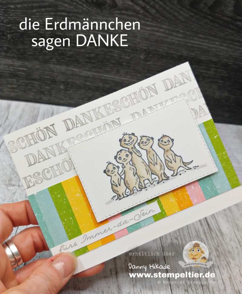 stampin up dekoratives dankeschön dankekarte erdmännchen stempeltier