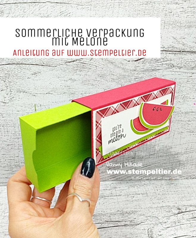 stampin up anleitung verpackung tachentücher box schiebebox melone cute fruit stempeltier