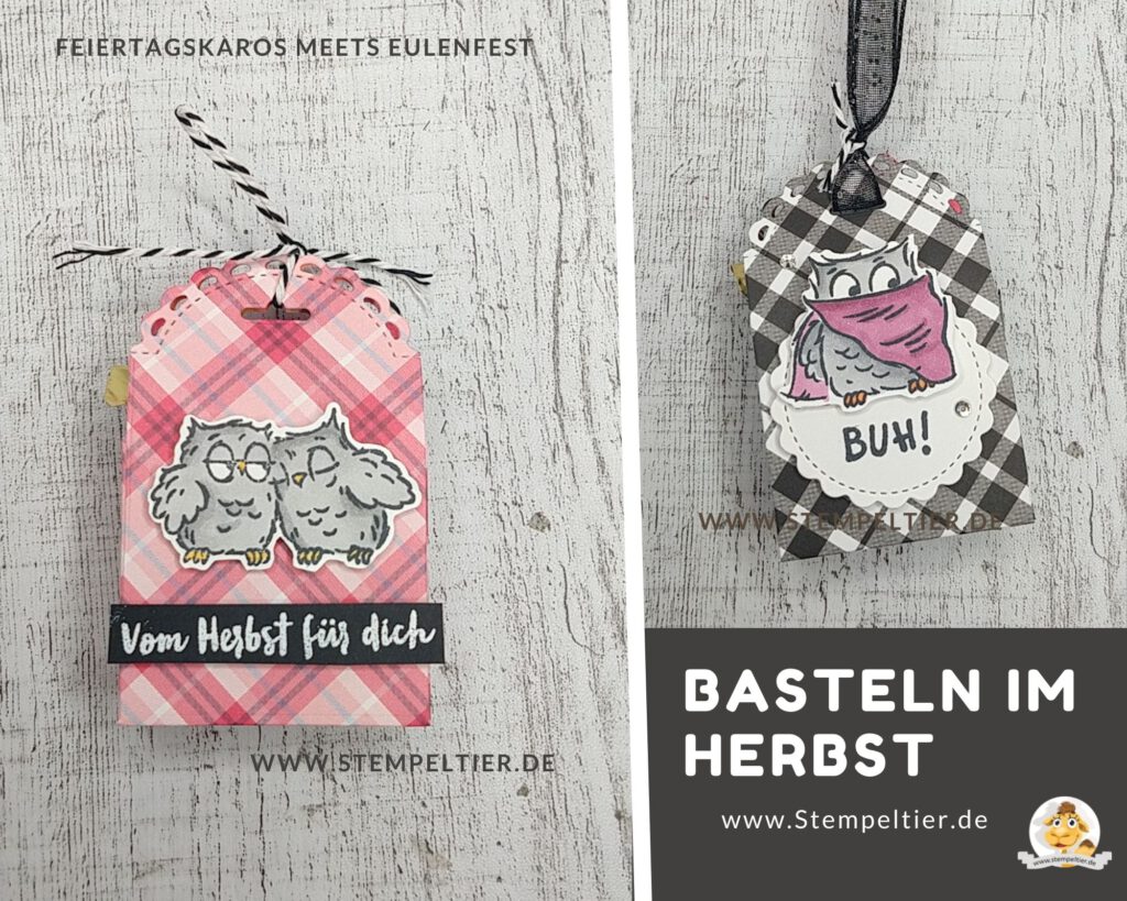 stampin up feiertagskaros eulenfest stempeltier Basteln im Herbst goodies