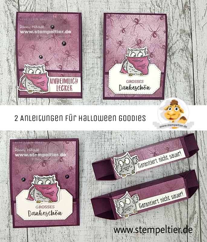 stampin up anleitung verpackung halloween eulenfest tee gummibärchen