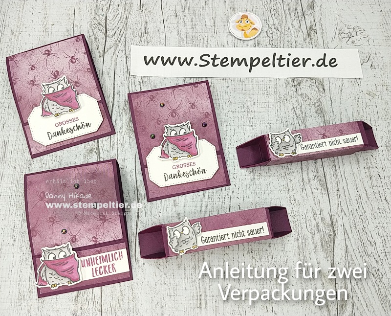 stampin up anleitung verpackung halloween eulenfest tee gummibärchen