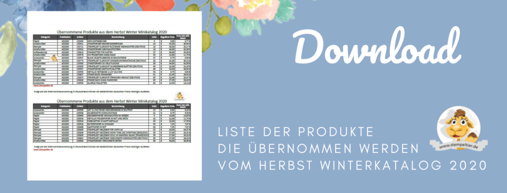 Liste stampin up übernomme Produkte herbst winter 2020 stempeltier