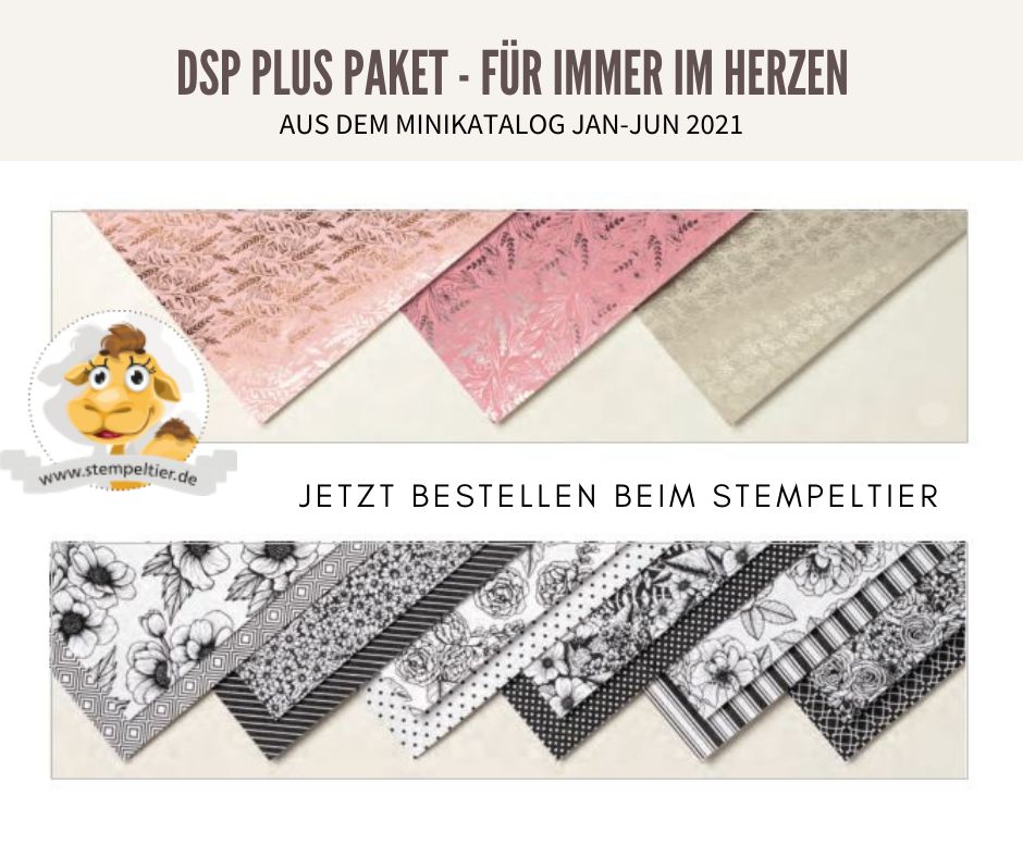 Minikatalog stampin up 2021 materialpaket share DSP Plus Pakete für immer im herzen stempeltier