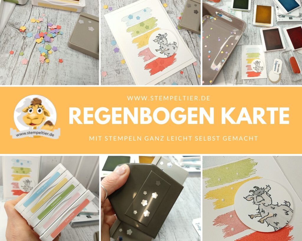 Stampin up pinselstriche rainbow Regenbogen Karte