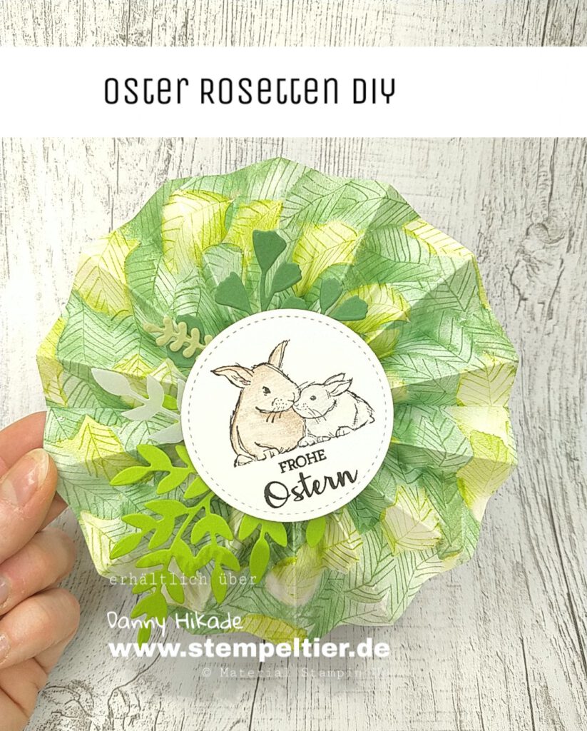 stampin up oster projekt diy rosette blumenstecker hase 