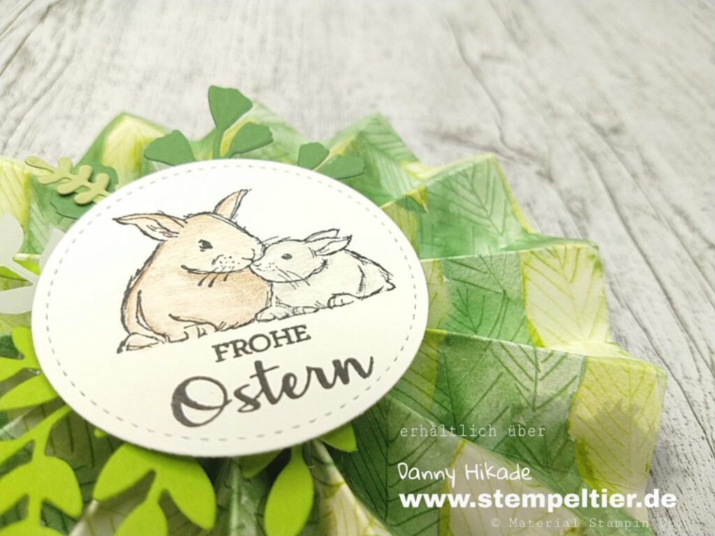 stampin up oster projekt diy rosette blumenstecker hase