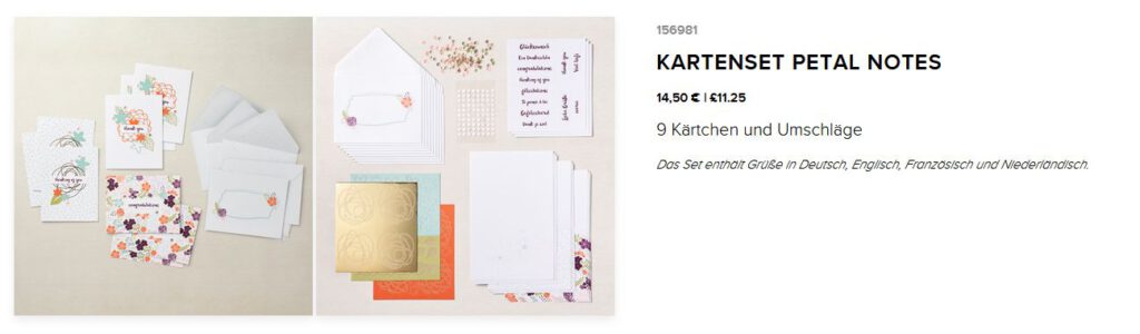 kartenset kit stampin up blumen petal notes