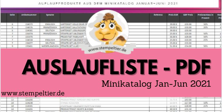 stampin up auslaufliste minikatalog jan juni 2021 PDF schnäppchen