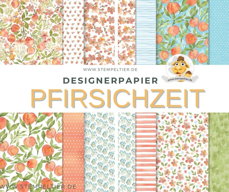 pfirsichzeit stampin up designerpapier DSP Peach stempeltier