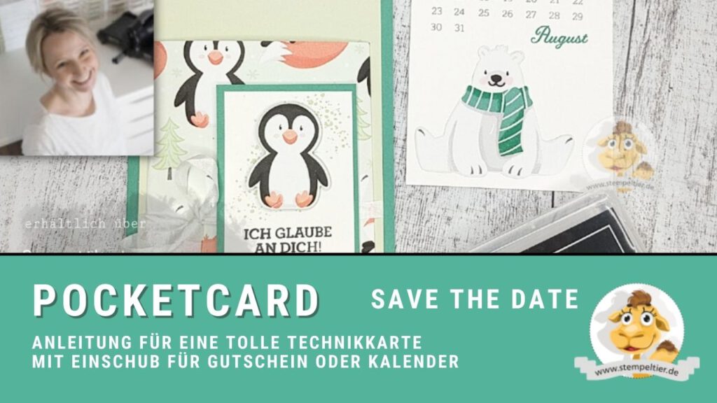 stampin up anleitung pocketcard technikkarte stempeltier pinguin