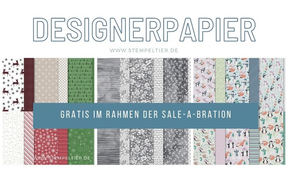 stampin up gratis designerpapier saleabration pinguin hirsch reh