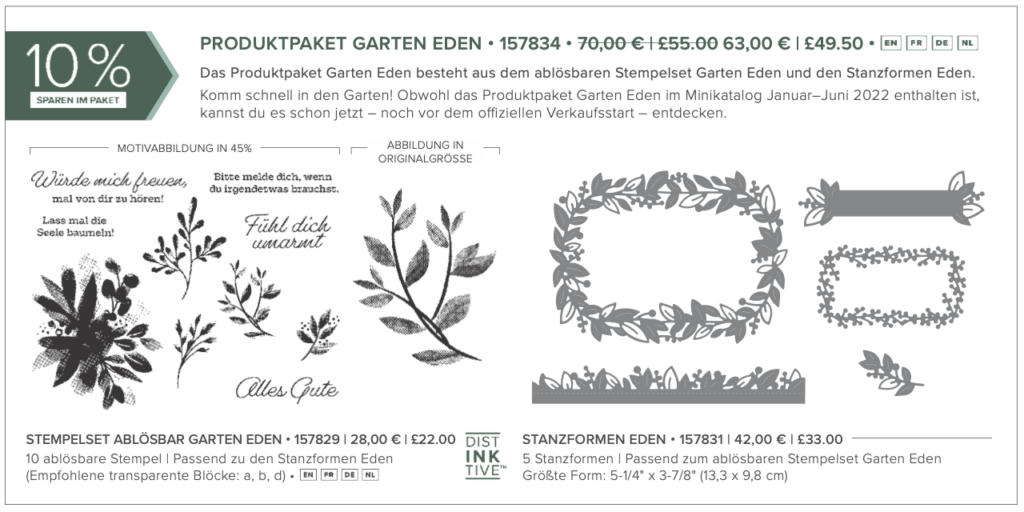 garten eden stampin up produktpaket