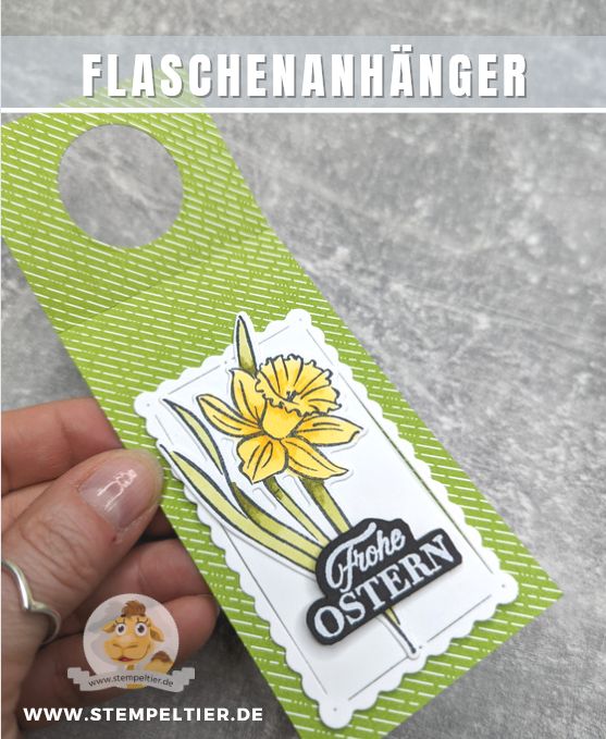 flaschenanhänger bastel ostern daffodil daydream stempeltier stampinup