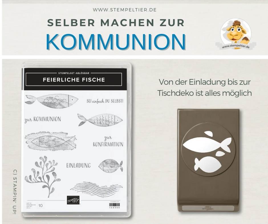 Einladung Tischdeko kommunion fische stampin up