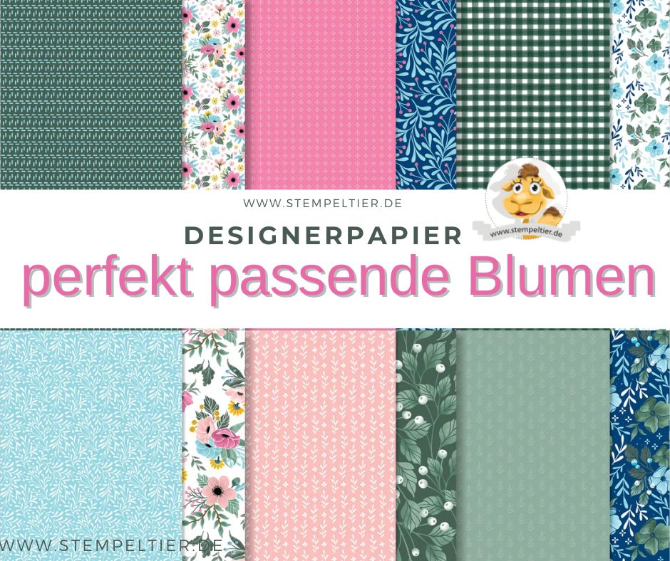 Stampin Up Designerpapier perfekt passende Blumen