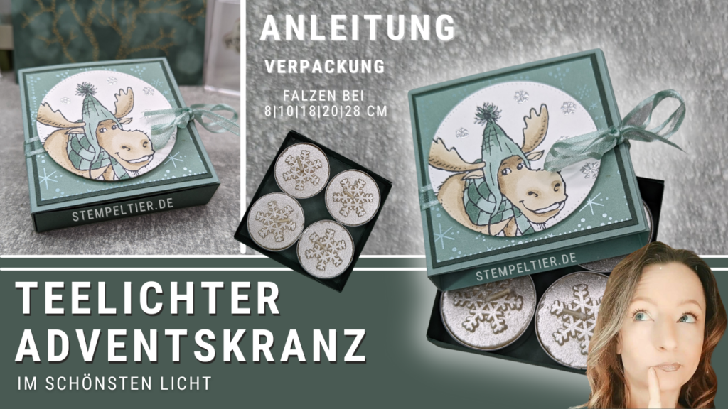 anleitung stampin up adventskranz to go teelichter verpackung stempeltier elch