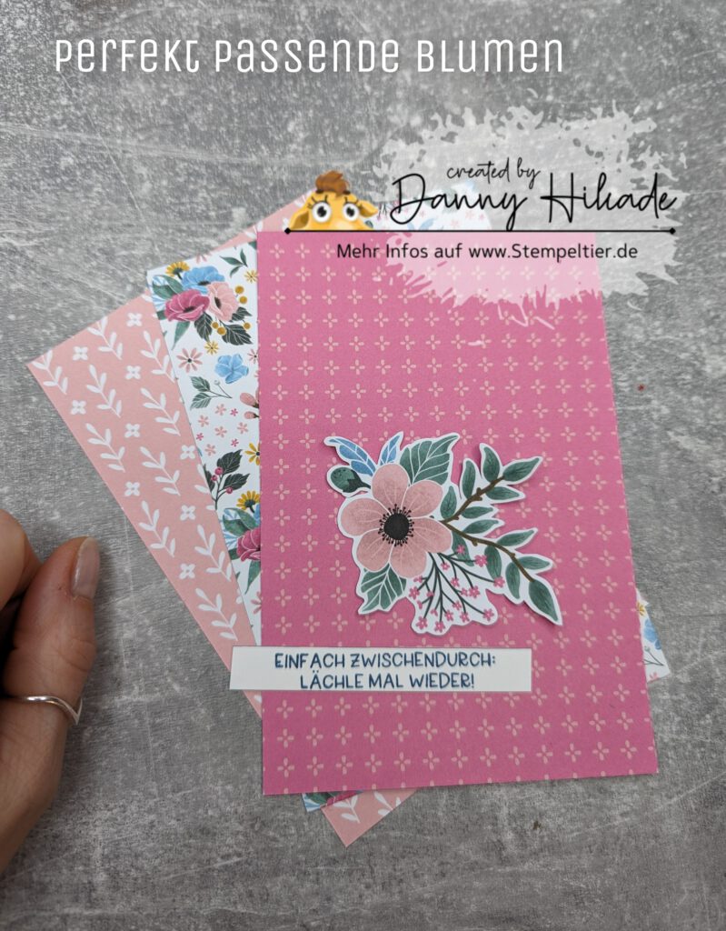 stampin up designerpapier perfekt passende blumen stempeltier