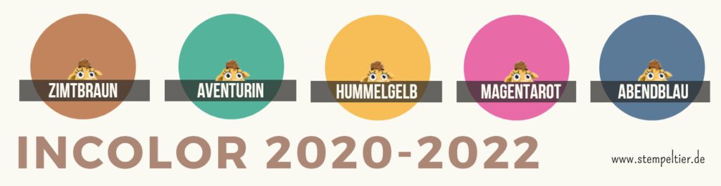 incolor stampin up 2020 2022 aventurin hummelgelb abendblau magentarot zimtbraun stempeltier übersicht neu