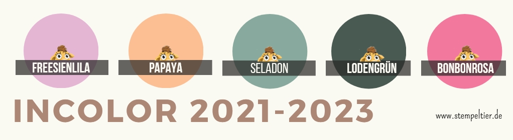 incolor stampin up 2021 2023 seladon lodengrün papaya freesienlila bonbonrosa stempeltier übersicht neu