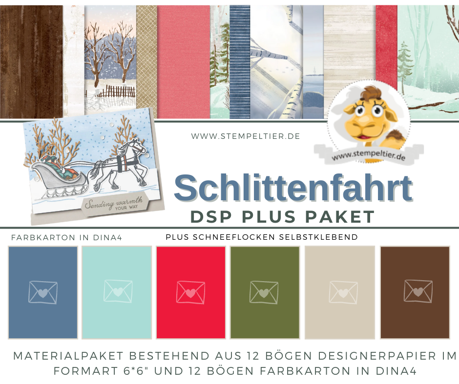 Designerpapier schlittenfahrt im Schnee DSP Pluspaket stampinup