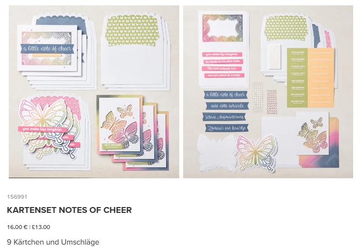 stampin up kreativset kit notes of cheer schmetterling stempeltier