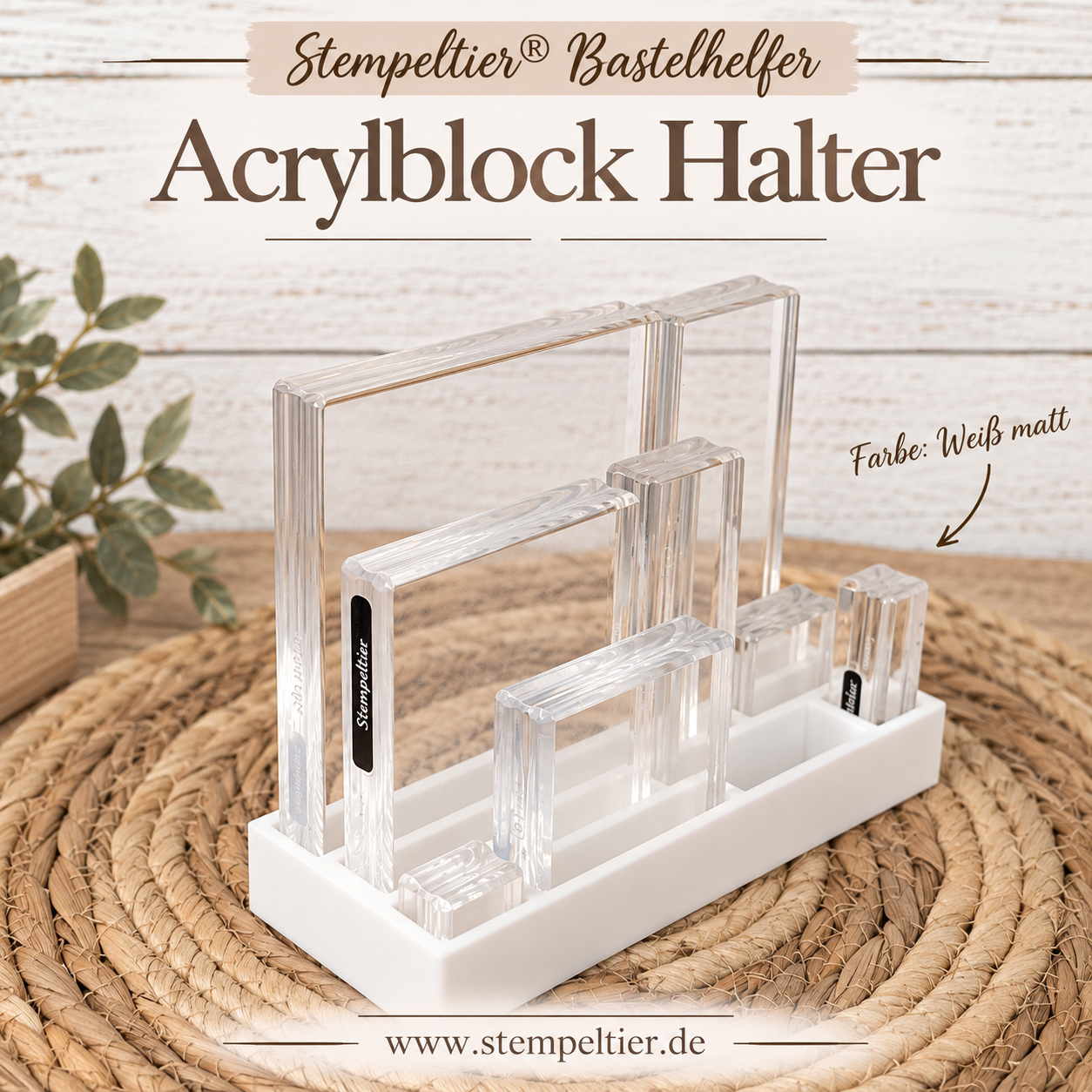 stempeltier organizer bastelhelfer acrylblock stempelblöcke aufbewahrung bastelzimmer organisation weiss