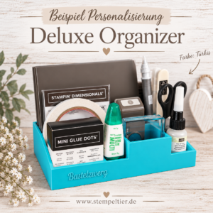 stempeltier organizer bastelhelfer personalisierung beispiel türkis