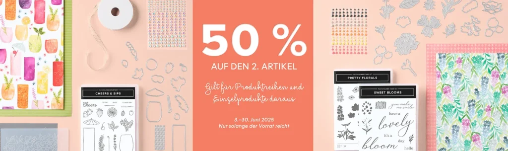 stampin up 50% rabatt auf produktreihen kollektionen im Juni 2025