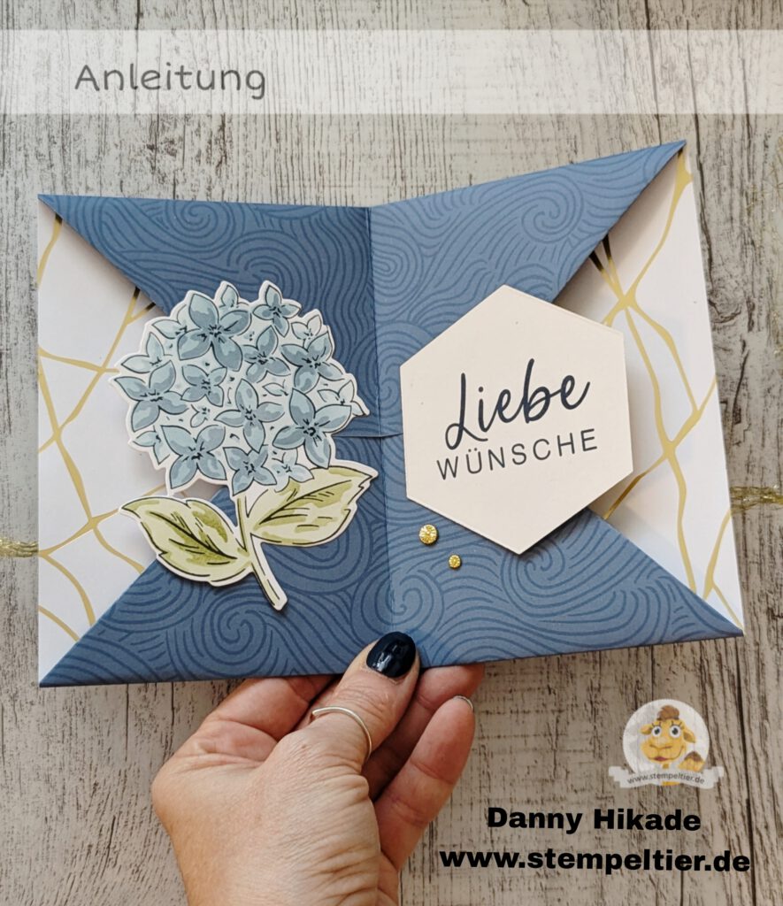 Stampin up Anleitung Geschenk Verpackung Karten kintsugi Hortensie Stempeltier 