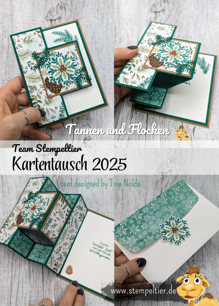 Stampin up Kartenswap team stempeltier winter 2025 tannen und flocken fun fold
