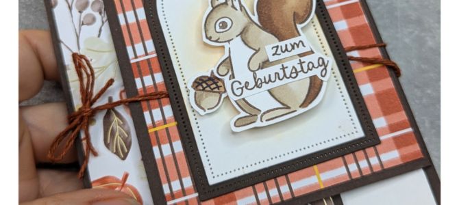 Süsses Eichhörnchen | Anleitung für herbstliche Fun Fold Karte