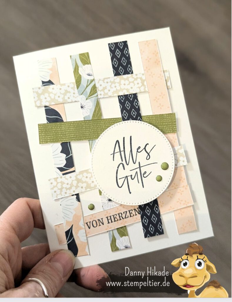 stampin up 2026 liebevolle blüten streifen technik karte