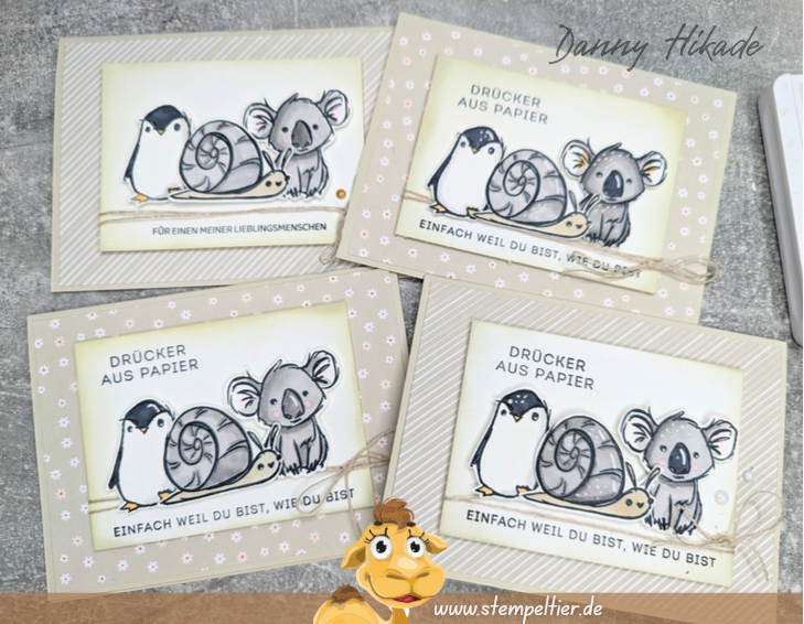 Stampin Up tierisch lieb Drücker aus Papier Stempeltier Danny