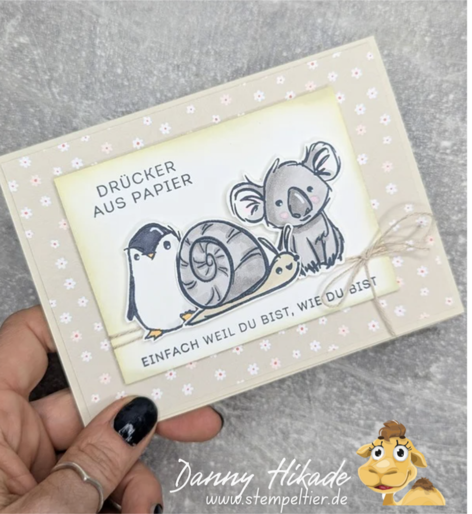 Stampin Up tierisch lieb Drücker aus Papier Stempeltier Danny